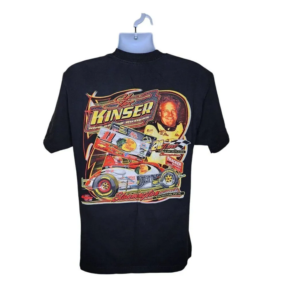 Vintage 90s Nascar Steve Kinser Racing Outlaw Tshirt Mens Size L Black